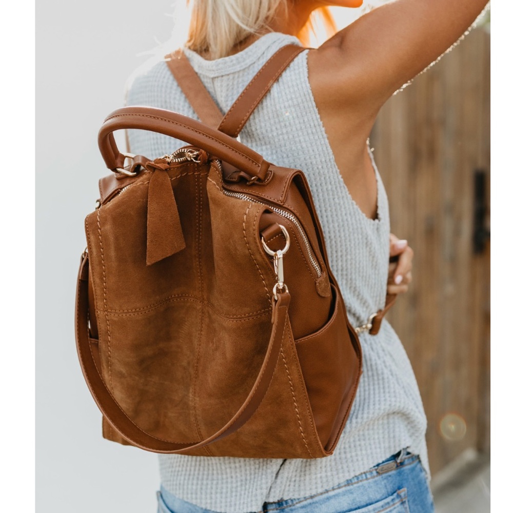BRETTE CONVERTIBLE BACKPACK - CAMEL COLOR